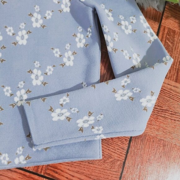 ZARA Retro Puff Shoulder Sweater With Floral Design - Picture 7 of 9